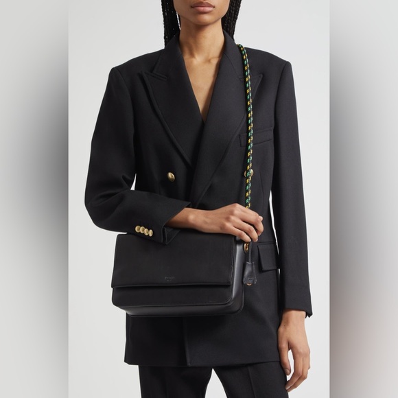 Moschino Braided Cord Leather Black Shoulder Bag - Picture 1 of 16